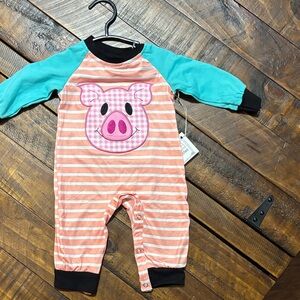 Striped Piglet Baby Romper